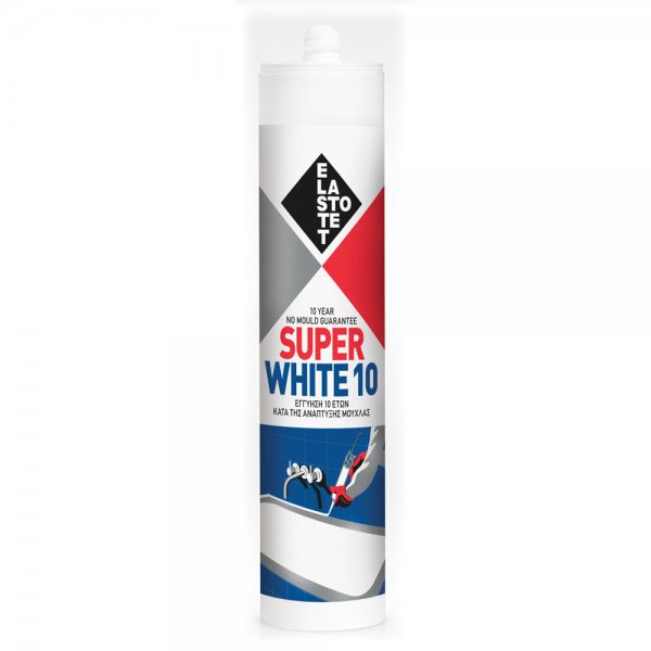 ELASTOTET SUPER WHITE 10 Σιλικόνη Αντιβακτηριδιακή - Αντιμουχλική 280ml - ΛΕΥΚΟ - Χρώμα | Καθαριστικά - Λιπαντικά| karaiskostools.gr