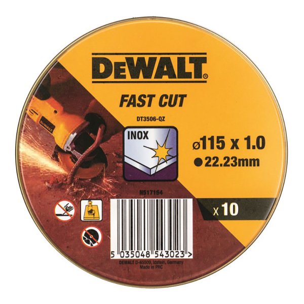 DEWALT Δίσκος κοπής INOX 115x1.0mm 10τμχ DT3506 | Ηλεκτρικά Εργαλεία - Γωνιακοί Τροχοί | karaiskostools.gr