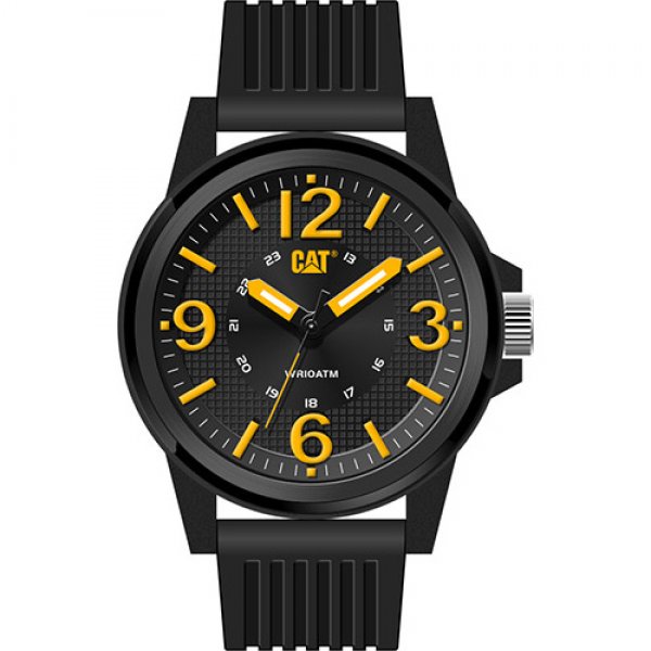 Ρολόι ανδρικό GROOVY Black/Yellow - Black silicone LF.111.21.137 CAT® WATCHES
