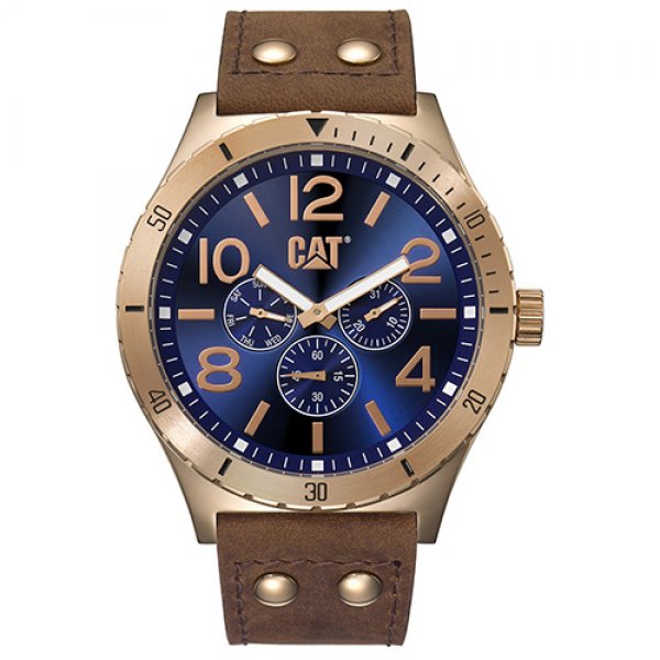 Ρολόι ανδρικό CAMDEN Blue/Rose Gold - Brown Leather NI.199.35.639 CAT® WATCHES