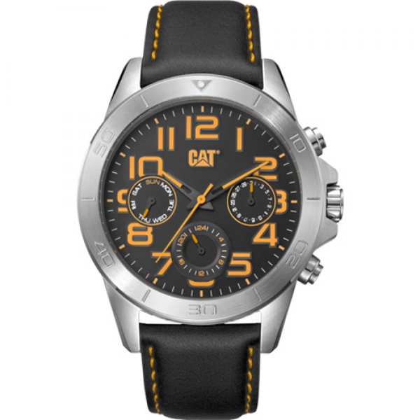 Ρολόι ανδρικό YT Black Yellow MULTI - Black leather YT.149.34.117 CAT® WATCHES