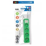 Πολύπριζο Colourline με καλώδιο 3x1,5mm & διακόπτη 4 θυρών πράσινο SAS 100-11-317 Φωτισμός
