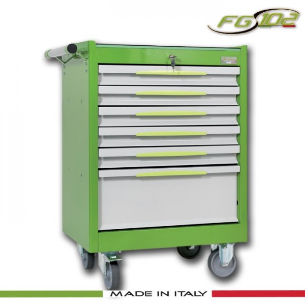 Εργαλειοφόρος 6 συρταριών με αντιολισθητική επιφάνεια πράσινος FG 102V/6G FASANO Tools |Εργαλειοφόροι τροχήλατοι| karaiskostools.gr