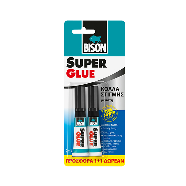 Bison Κόλλα Super Glue ρευστή 3gr 1+1 Δώρο