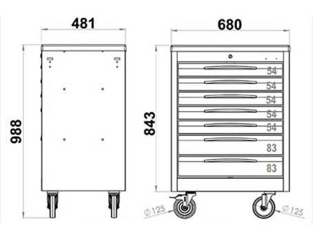 Εργαλειοφόρος 7 συρταριών με αντιολισθητική επιφάνεια σκούρο γκρί FG 102D/7G FASANO Tools