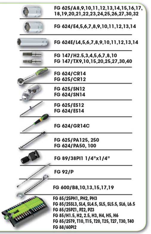 Κασετίνα καρυδάκια 1/4" & 1/2" και εξαρτήματα 109 τεμαχίων FG 625/S109 FASANO Tools